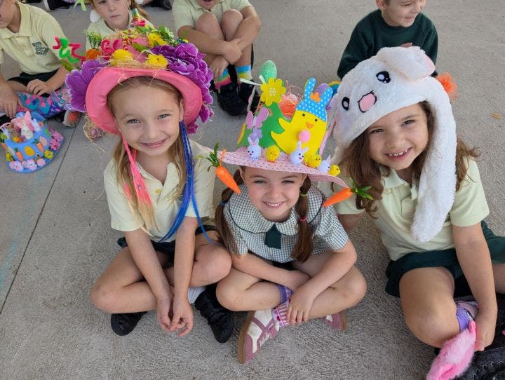 3 girls wearing easter hats