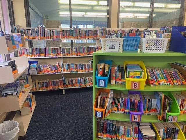 shelves of books in the library