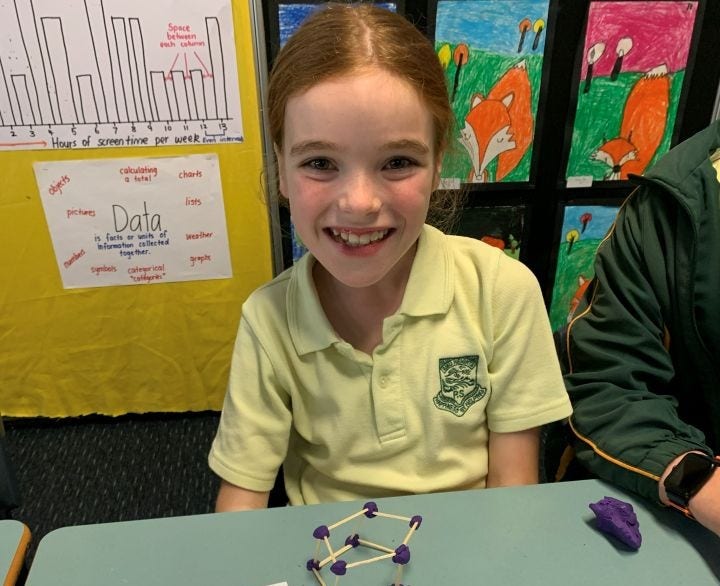 A year 3 girl doing maths activities